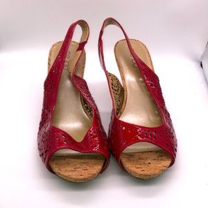 Me too red heal open toe shoes size 9